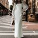 Women's Clothing Long Sleeved U Neck Slim Fishtail Floor Length Wedding Dress Gauze Tube Top Toast Dress Outdoor Shooting Long Skirt_ecoleips.com