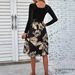 2025 Cross-Border Independent Station Autumn/Winter European And American Fashion Women's Floral Long-Sleeve Black Dress_ecoleips.com