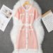 Women's Clothing Summer Dress Waist Slimming Temperament Goddess Style Fashion Button Slim Short Sleeve Knitted Dress_ecoleips.com