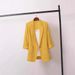 Korean Style Loose Women's Blazer Summer Thin Casual Oversized Suit Jacket With Notched Lapel & 3/4 Sleeve_ecoleips.com