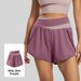 Juyitang Women's Color Matching Fake Two-Piece Set Nude Anti-Exposure Yoga Shorts Fitness Sports Summer Running Clothes_ecoleips.com