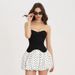 Women's Sexy Strapless Polka Dot Patchwork Short Dress European American Style Summer New 2025 Cross Border_ecoleips.com