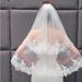 Bridal Veil With Lace Edging – Double-Layer Short Wedding Veil (60-80cm, 4 Colors) Adjustable Comb Clip_ecoleips.com