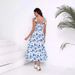 Slim Fit Sleeveless Strap Printed Women's Long Dress Lace-Up Bohemian Style_ecoleips.com