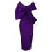 Women's Clothing Sexy High-Waist Bodycon Dress With Bow & Slit | Elegant V-Neck Party Dress | Stretchy Polyester Formal Gown_ecoleips.com