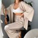 Women's Clothing New Cotton And Linen Suit Cardigan Long Sleeved Top Pocket Wide Leg Trousers Two Piece Set_ecoleips.com