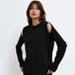 Aria Basics Aria Basics Pure Cotton Black Simple Long Sleeve T-Shirt 2024 Off-Shoulder Inner Layer Hollow Design Top Women's Fashion European_ecoleips.com