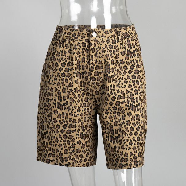 Women's Cotton Leopard Print Shorts Spring And Summer Fashion Five-minute Pants Ins Style Street Leopard Print Shorts_ecoleips.com