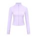 Women's Slim Fit Short Stand Collar Jacket Long Sleeve Sports Fitness Running Yoga Outerwear_ecoleips.com