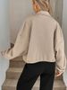 K Women's Loose Baseball Jacket With High Collar, Zipper, Hem Drawstring And Pockets_ecoleips.com