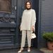 Women’s Clothing Muslim women's bat sleeve loose comfortable casual shirt suit solid color two piece suit_ecoleips.com