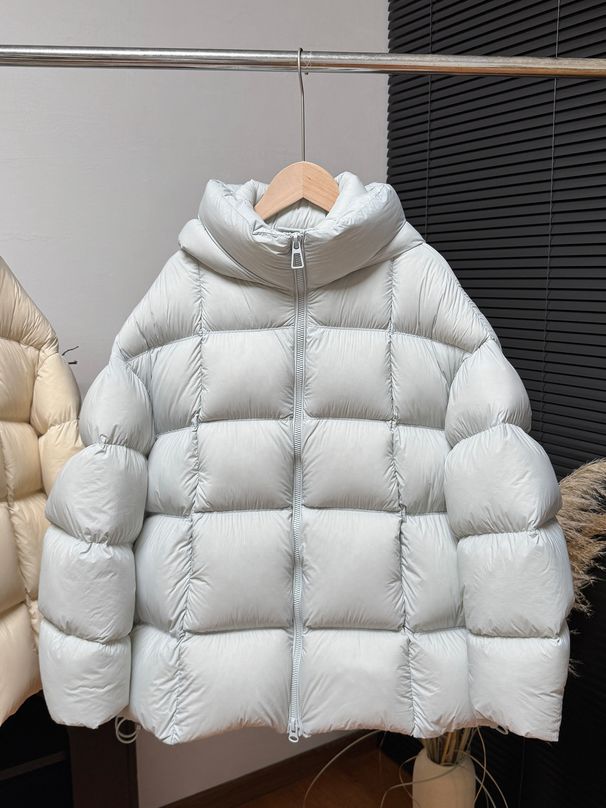 girl Girl 2025 Winter New 90 White Goose Puff Hooded Square Down Jacket For Women, Loose Fit, Warm Coat_ecoleips.com