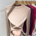 Women's Slim Fit Long Sleeve Cotton T-Shirt - High Neck Casual Blouse For Spring, Soft Breathable Top In White, Black & More_ecoleips.com