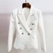 Women's Clothing Suits Thick Fabric Double Breasted Silver Metal Lion Head Button Small Suit Jacket_ecoleips.com