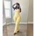 K Color Blocked Cross Flared Pants Nude Yoga Running Fitness Yoga Suit Two-piece Set_ecoleips.com