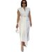 Elegant Belted Short Sleeve Dress for Women Solid Color Slim Fit Casual Dress with Adjustable Waist Tie for Spring_ecoleips.com