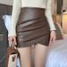 Black Small 2025 New Autumn Winter Women High Waist Bodycon PU Leather Short Half Skirt_ecoleips.com