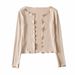 Round Neck Ruffled Long Sleeve Cardigan Short Jacket + Chest Pleated Strap Dress Two-Piece Set_ecoleips.com