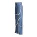 Women's Clothing Jeans Spring Ring Rhinestone Splicing Design Straight Trousers_ecoleips.com