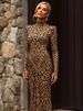 Nibber Leopard Print Maxi Dress Women Backless Full Sleeve Turtleneck Peach Butt Folds Skinny Fashion Elegant Banquet Vestidos_ecoleips.com