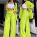 Elegant Women's Suit Set With Slit Sleeve Blazer And Straight-Leg Trousers, Modern Office Casual Two-Piece Outfit_ecoleips.com