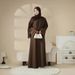 NISA2025 Dubai Turkey Plain Linen Abaya Long Dress Three-Piece Set MOA016_ecoleips.com