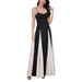 Women's Clothing Low Cut Sling Color Matching Waist Slimming A Line Large Pleated Large Skirt Holiday Dress_ecoleips.com