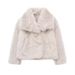 Women's Faux Fox Fur Coat Winter Elegant Faux Fur Jacket With Lapel Loose Fit Stylish Outerwear_ecoleips.com