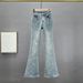 Women's Clothing Women's Slim Fit Flared Jeans High Waist Stretch Rhinestone Extended Pants Trendy Fashion Slimming Style_ecoleips.com