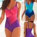 Women's Clothing New Swimsuit Bikini Rainbow Gradient Color Fat Woman Plus Size Fat Woman One Piece Swimsuit Bikini_ecoleips.com