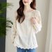 K Apricot Lace Hollow Out Shirt Women's Long Sleeved New Design Sense Niche Top Chic Shirt_ecoleips.com