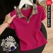 Stretch Cotton Casual Contrast Collar Polo Shirt For Women, Comfortable Breathable T-Shirt With Collar, Summer Fashion Top For Ladies And Mature Women_ecoleips.com