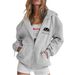 Women's Comfortable Hooded Jacket Long Sleeved Zip Up Stylish Simple Loose Fitting Print Outerwear_ecoleips.com