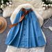 Preppy High-Waisted Slimming Denim Midi Skirt with Elastic Waist A-Line Stylish Fit for Summer Commute Women's Bottoms_ecoleips.com