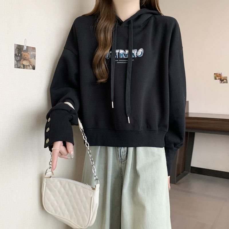 European American Style Real-shot Hooded Sweatshirt For Women, New Spring And Autumn Collection, Loose-fitting,_ecoleips.com