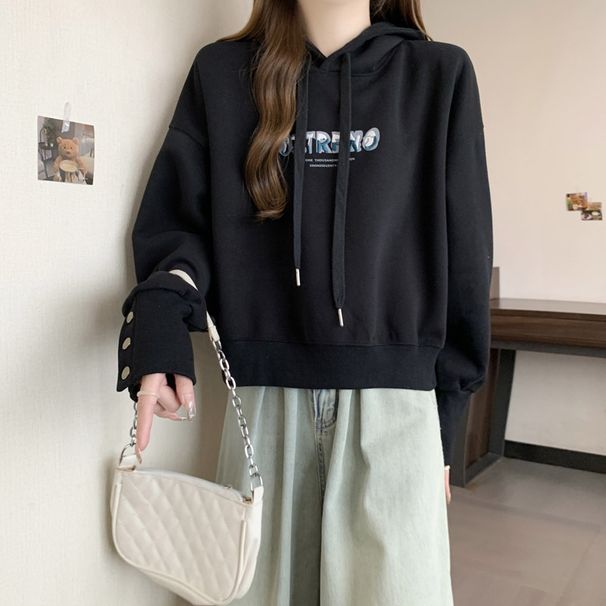 European American Style Real-shot Hooded Sweatshirt For Women, New Spring And Autumn Collection, Loose-fitting,_ecoleips.com