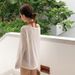 Women's Style Long Sleeve Beach Cover Up Diagonal Slit Hem Summer Outerwear For Beach And Seaside Vacation_ecoleips.com
