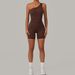 Qiusha Women's Summer Oblique One Shoulder Sports Jumpsuit Nude Feeling Hip Tight Yoga Fitness Suit Beautiful Back_ecoleips.com