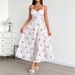 French-style Spring-summer New Sweet Fresh Printed Strapless Dress With Back Tie, Waist-cinching And Slimming Effect_ecoleips.com