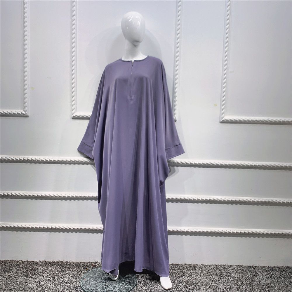 Modest Abaya Dress Large Swing Robe Solid Color Bat Sleeve Plus Size Women's Dress Pink Apricot Fashion England Style Spring/Autumn Summer_ecoleips.com