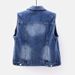 K Cowboy Vest Women's Short Style New Ripped Nail Bead Sleeveless Jacket Versatile Slim Fit Top_ecoleips.com