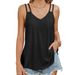 Aria Basics Aria Basics European And American Cross-border Foreign Trade 2024 Spring/summer New Solid Color V-neck Camisole Loose T-shirt_ecoleips.com