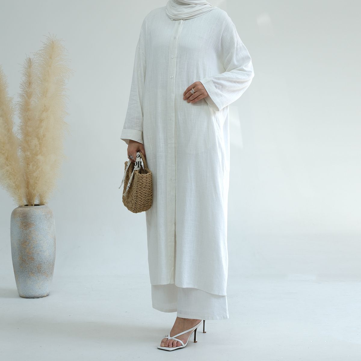 Women's Clothing Elegant Casual Long Sleeve Round Neck A-Line Dress With Princess Sleeves - Breathable Polyester Blend, White/Beige/Camel, S/M/L/XL_ecoleips.com