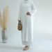 Women's Clothing Elegant Casual Long Sleeve Round Neck A-Line Dress With Princess Sleeves - Breathable Polyester Blend, White/Beige/Camel, S/M/L/XL_ecoleips.com