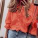 Women's Ruffle Hem Blouse With Lantern Sleeves, Oversized Casual Shirt, Solid & Floral Print Tops For Spring Summer_ecoleips.com