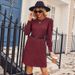 Stylish Women's Knitted Puff Sleeves Long Sleeves Fall Winter Crew Neck Casual Loose Dress With Pockets_ecoleips.com