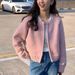 K New Loose Short Sweater Jacket Women's Thick Zipper Long Sleeved Knitted Cardigan Top_ecoleips.com