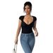 Women's Clothing Hot Sale Women's Simple Sexy V Neck T Shirt Backless Design Short Slim Top_ecoleips.com