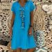 Summer Short Sleeve V Neck Printed Long Dress European American Style Fashion Versatile Womens Casual Wear Daily Dress_ecoleips.com