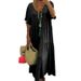 Women's Spring And Summer V-Neck Swing Dress – Flowy Long Dress In Multi-Colors For Spring & Summer_ecoleips.com